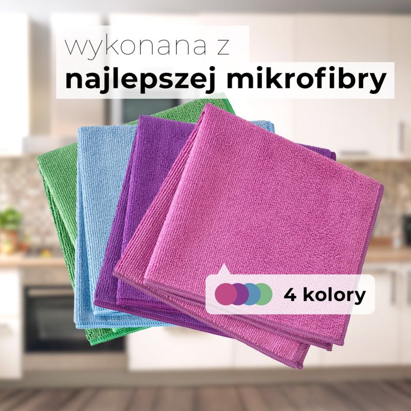 Zestaw ściereczek z mikrofibry 40x40 cm QUEST, uniwersalna ściereczka do czyszczenia - niebieska, 12 szt.