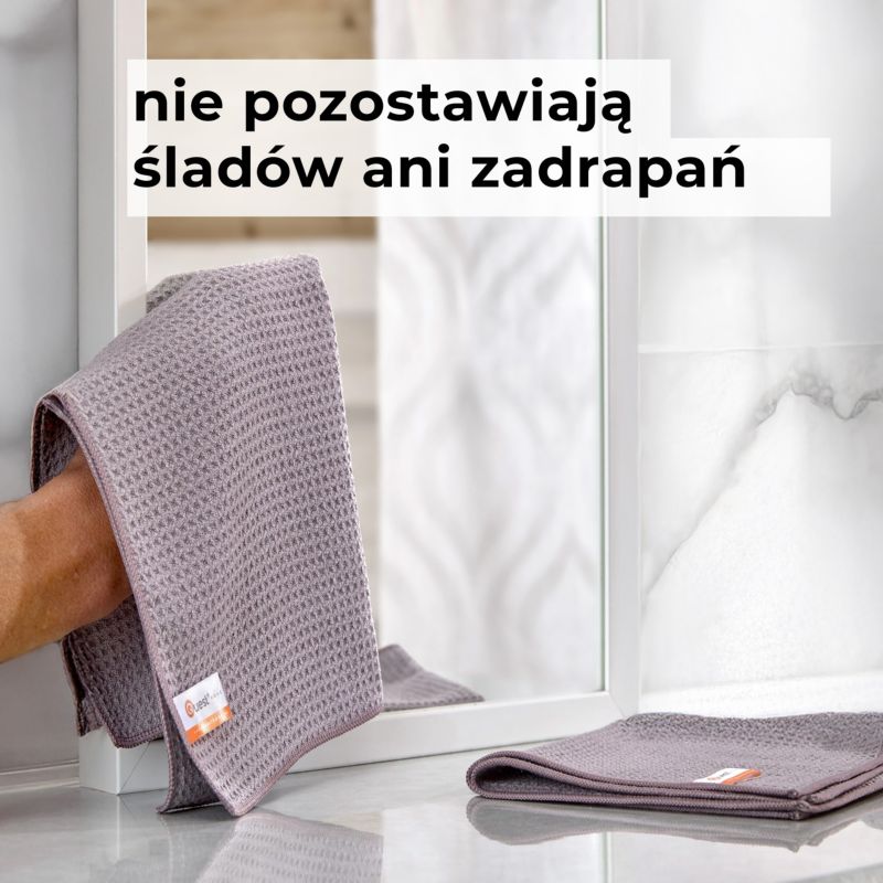 Zestaw ściereczek z mikrofibry 40x40 cm QUEST, uniwersalna ściereczka trudnych zabrudzeń - brązowa, 12 szt.
