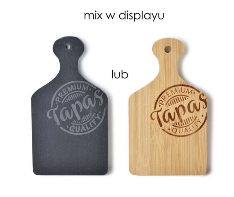 Zestaw desek tapas łupek+drewno Modern Kitchen Tapas 20x11cm cz/nat 2szt