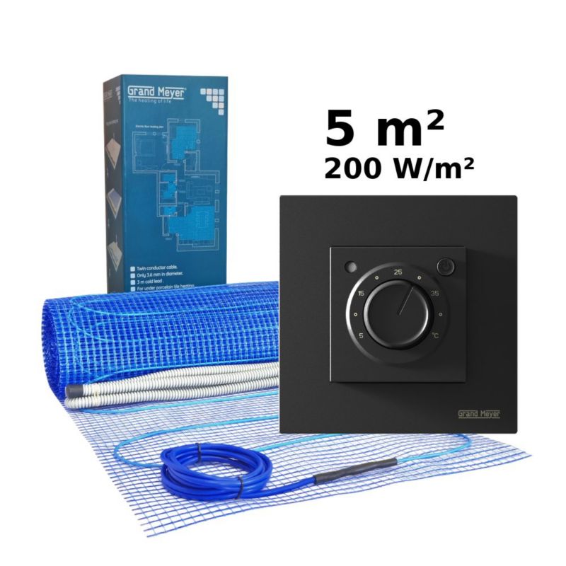 Zestaw do ogrzewania podłogowego 5 m², 200 W/m² + termostat MST-9n, 1 szt.