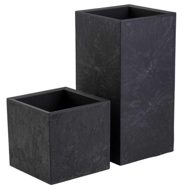 Zestaw donic na kółkach HowHomely Betonique Słupek czarny beton 30x30x60 cm + 30x30x30 cm 1 kpl.