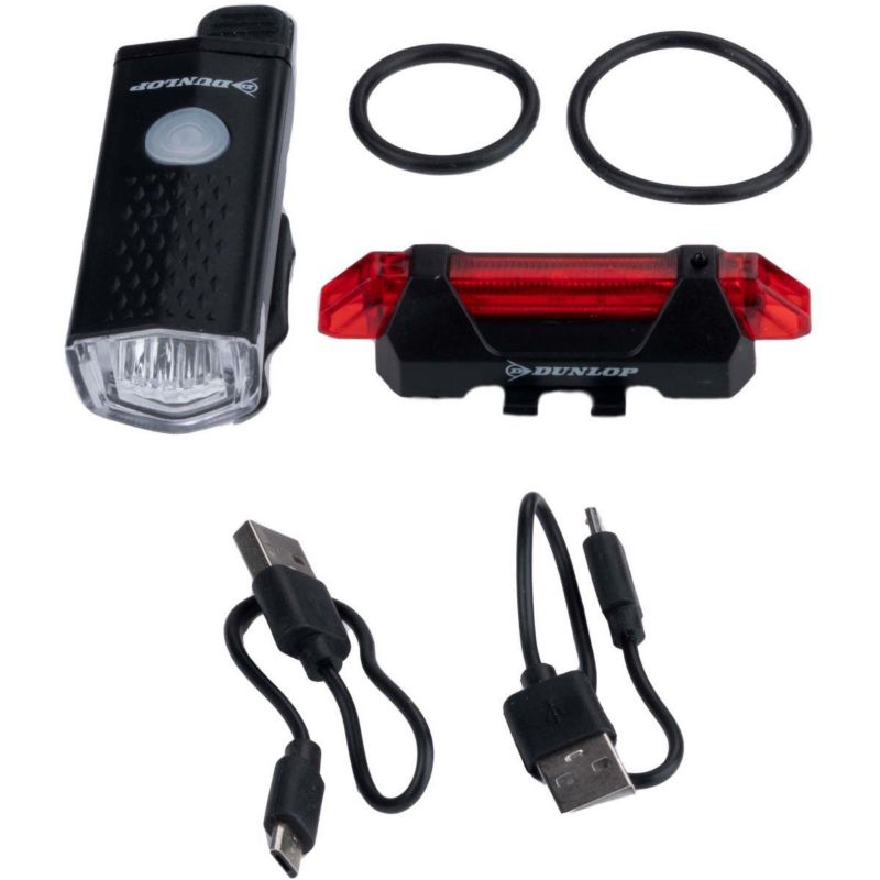 Zestaw Dunlop  lamp rowerowych led przód i tył ładowanie usb  1kpl.