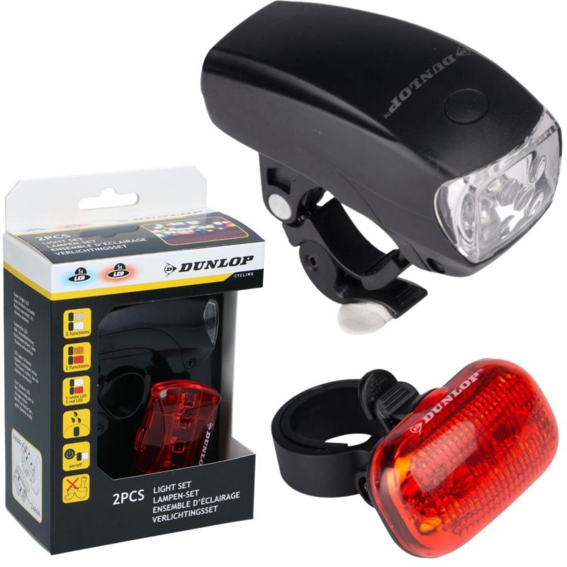 Zestaw Dunlop  lamp rowerowych led przód tył  1kpl.