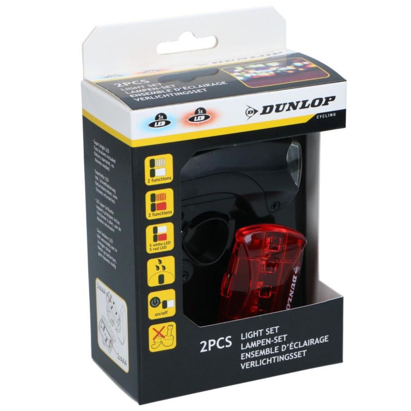 Zestaw Dunlop  lamp rowerowych led przód tył  1kpl.