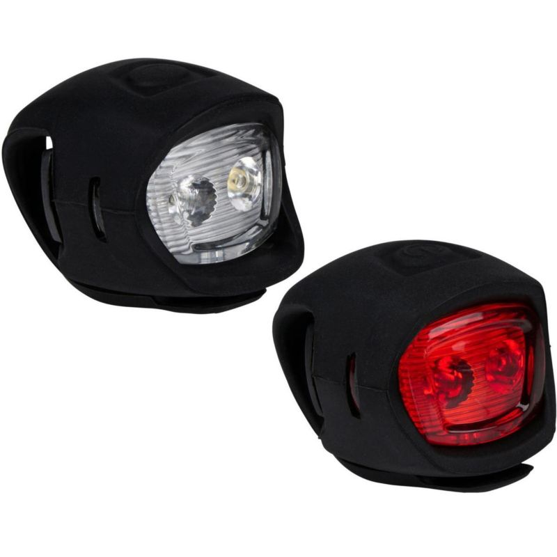 Zestaw Dunlop  silikonowych lamp rowerowych led przód i tył Black   1kpl.