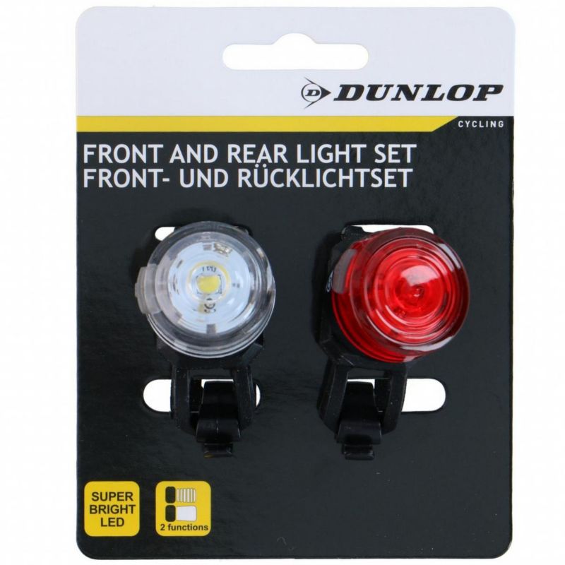 Zestaw Dunlop  silikonowych lamp rowerowych led przód i tył okrągłe Black  1kpl.