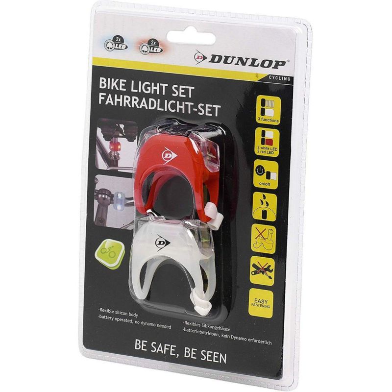 Zestaw  Dunlop silikonowych lamp rowerowych led przód tył Deluxe 2 led   1kpl.