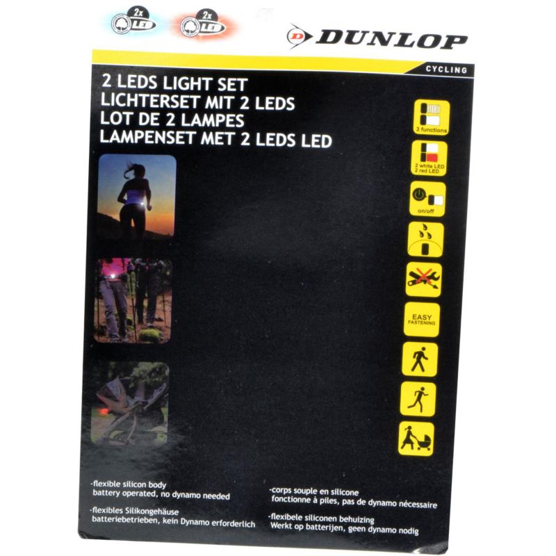 Zestaw  Dunlop silikonowych lamp rowerowych led przód tył Deluxe 2 led   1kpl.