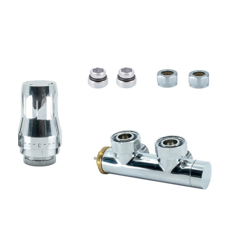 Zestaw DuoPlex HeatBase 3/4 x M22x1,5 lewy/prawy, Nyple, Głowica na zasilaniu, Złączka Cu chrom 1 szt.