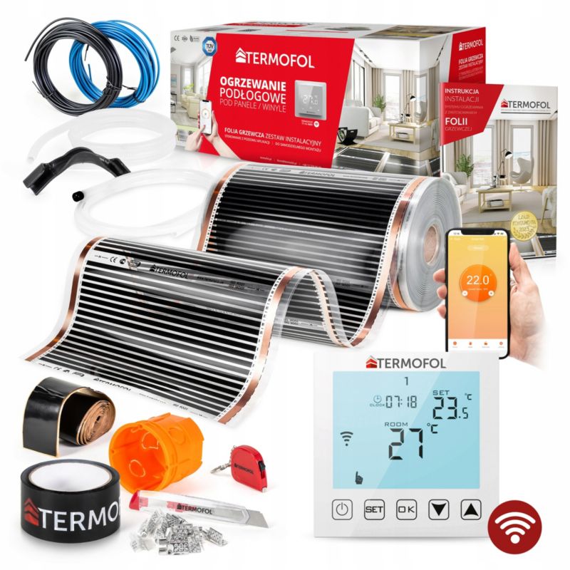 ZESTAW Folia Grzewcza TERMOFOL  na podczerwień moc 140W 50cm pow. 1m² + WiFi 1kpl
