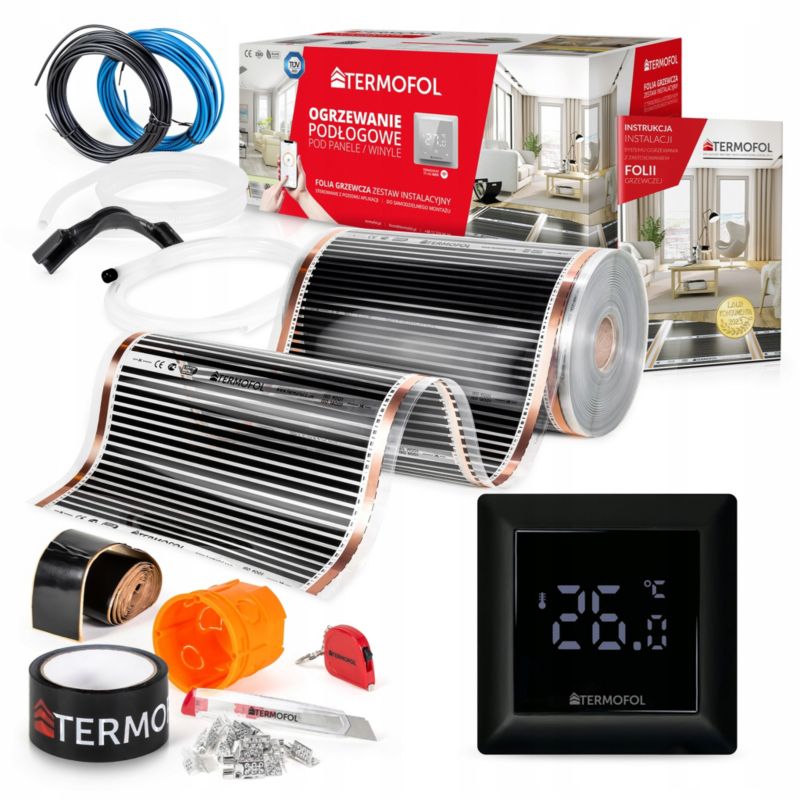 ZESTAW Folia Grzewcza TERMOFOL  na podczerwień moc 140W 50cm pow. 2m² + TF-H6 BLACK 1kpl