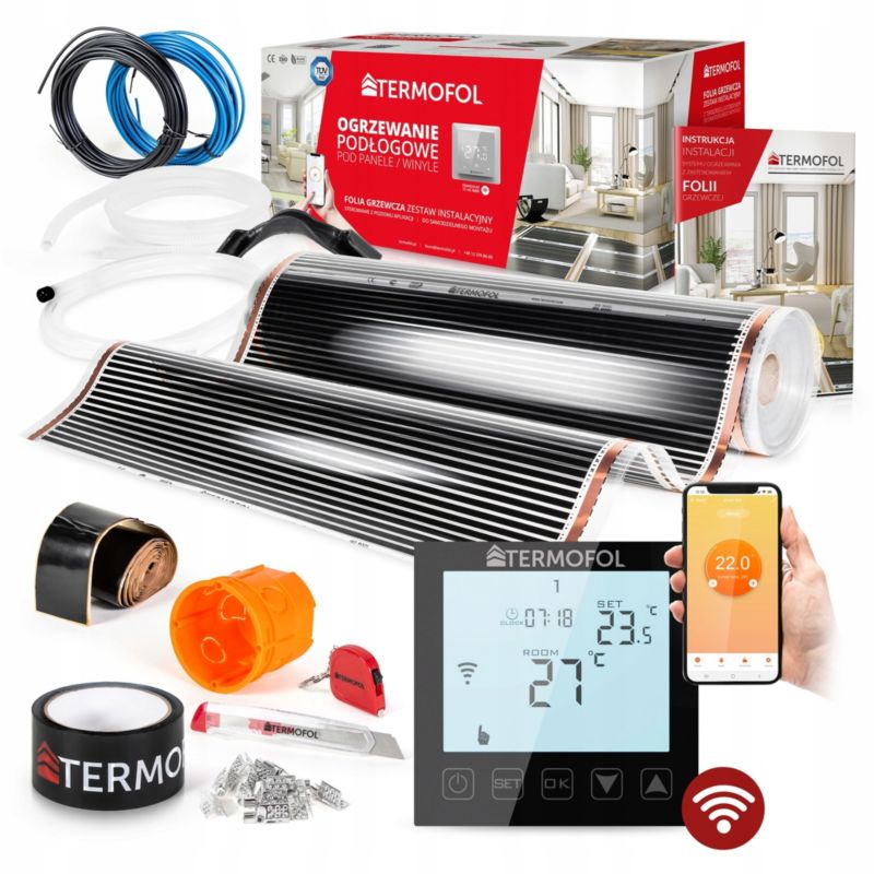 Zestaw folia grzewcza TERMOFOL podczerwień moc 140w 100 cm pow. 22m² wifi black 1kpl