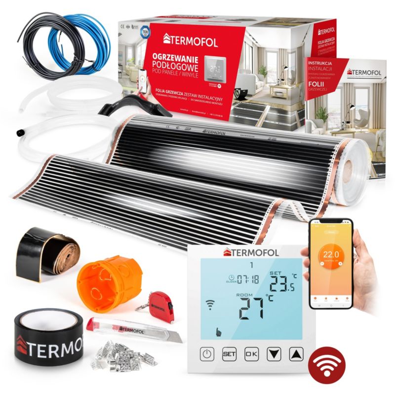 Zestaw folia grzewcza TERMOFOL podczerwień moc 140w 100cm pow. 12m² + wifi 1kpl