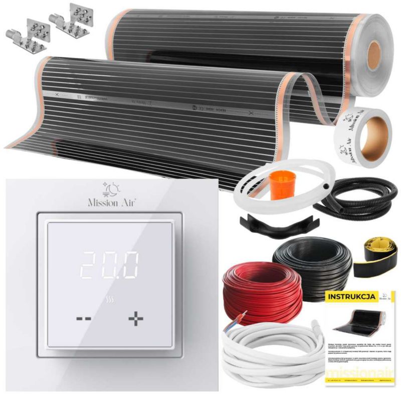Zestaw folii grzewczej Mission Air IR SILVER 160W 10m², szer. 100cm + Aries LCD 1 szt.