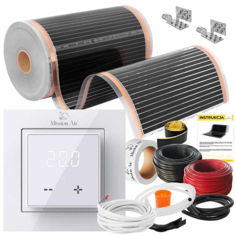 Zestaw folii grzewczej Mission Air IR SILVER 160W 30m², szer. 50cm + Aries LCD 1 szt.