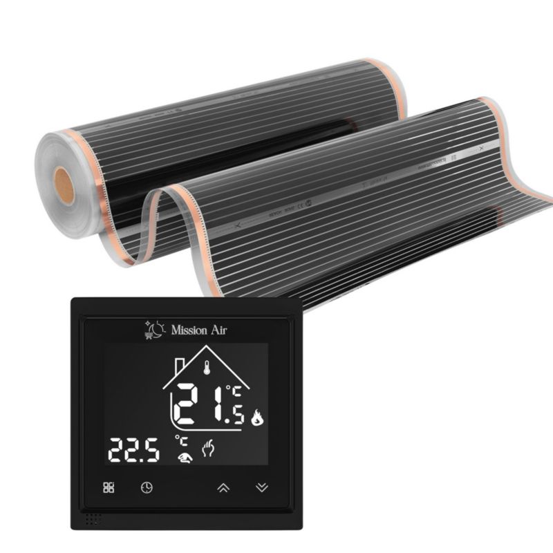 Zestaw folii grzewczej Mission Air na podczerwień SILVER 160W 16m²,szer.100cm +Libra Czarny 1szt