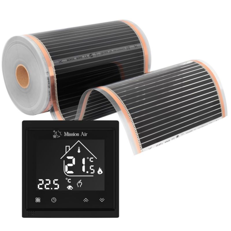 Zestaw folii grzewczej Mission Air na podczerwień SILVER 160W 18m²,szer.50cm +Libra Czarny 1szt
