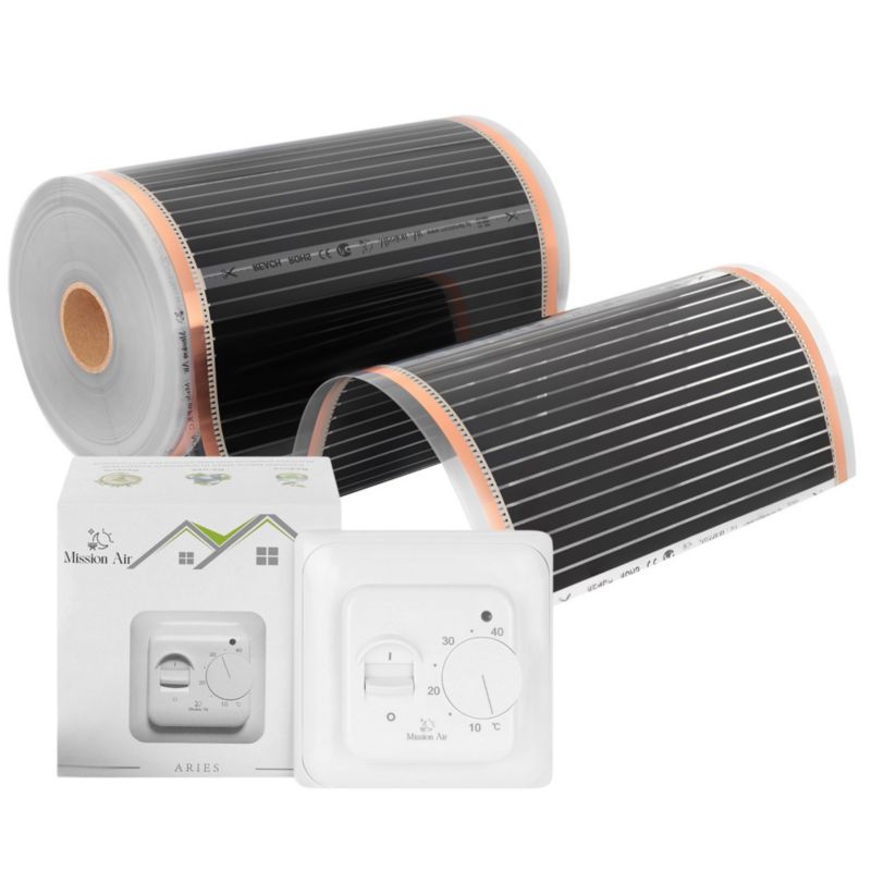 Zestaw folii grzewczych na podczerwień IR SILVER 160W 1m²,szer.50cm + Aries Biały 1szt