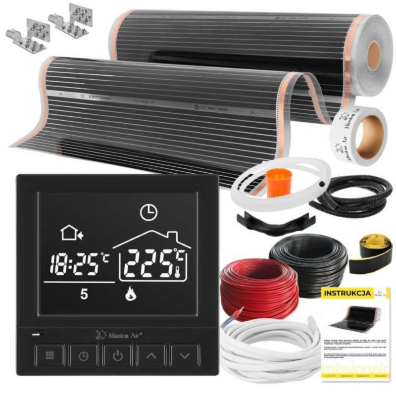 Zestaw folii grzewczych na podczerwień Mission Air IR SILVER 160W 1m²,szer.100cm + Taurus Czarny 1szt