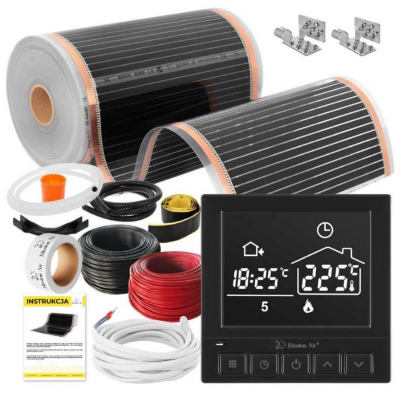 Zestaw folii grzewczych na podczerwień Mission Air IR SILVER 160W 2m²,szer.50cm + Taurus Czarny 1szt