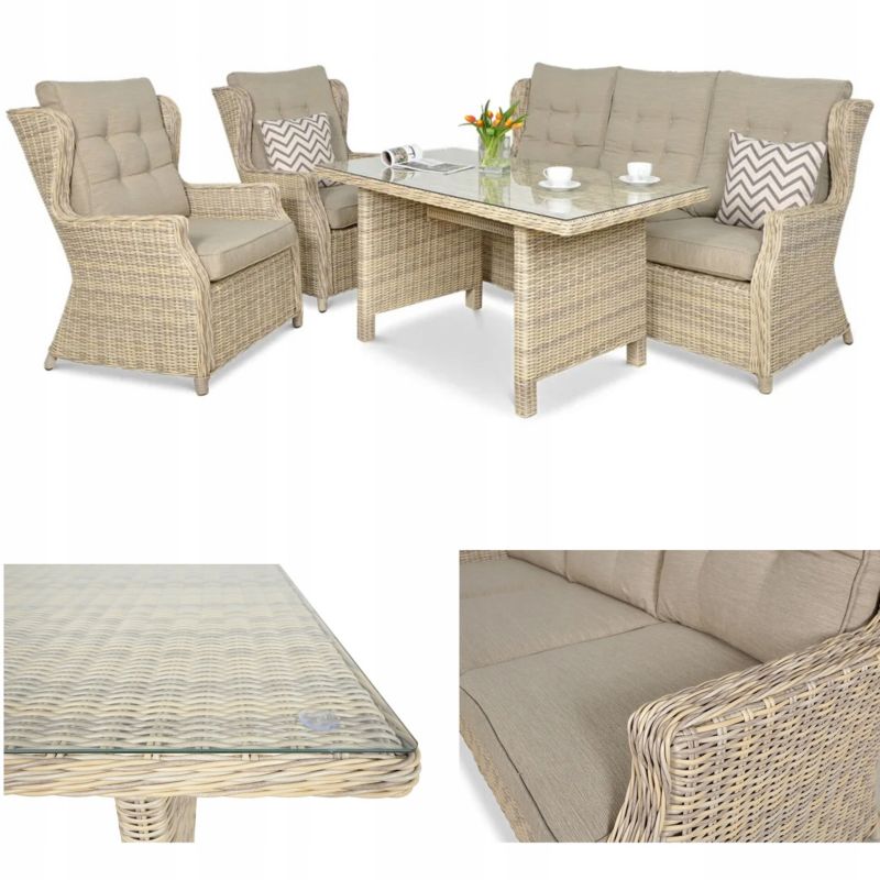 Zestaw Foteli z Sofą Focus Garden Wypoczynkowych Technorattan Trivento Sofa Na Taras 1 szt