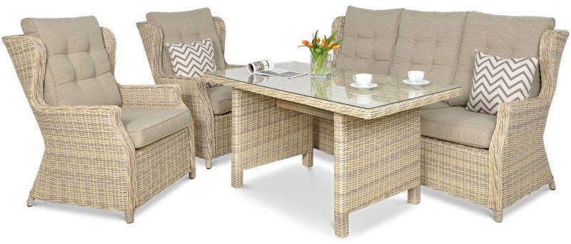 Zestaw Foteli z Sofą Focus Garden Wypoczynkowych Technorattan Trivento Sofa Na Taras 1 szt