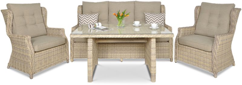 Zestaw Foteli z Sofą Focus Garden Wypoczynkowych Technorattan Trivento Sofa Na Taras 1 szt