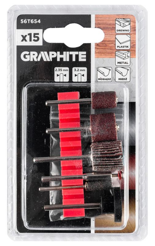 Zestaw Graphite akcesoriów do miniszlifierki, 15 szt.