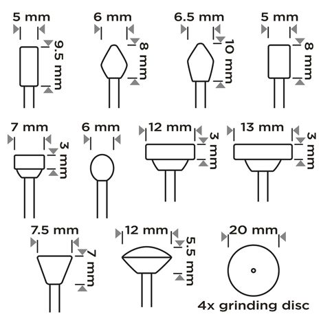Zestaw Graphite kamieni szlifierskich do miniszlifierki, 14 szt.