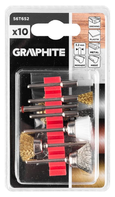 Zestaw Graphite szczotek drucianych do miniszlifierki, 10 szt.