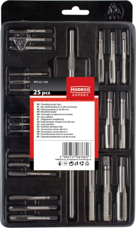 Zestaw gwintowników Modeco Expert M3-M12 - opakowanie plastikowe - 25 el.