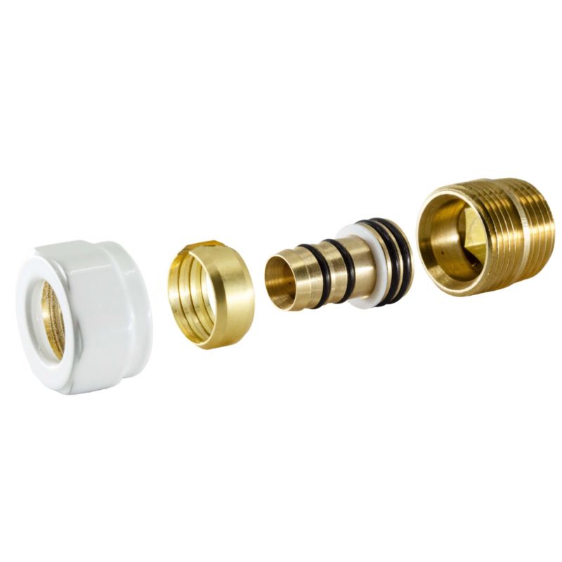 Zestaw HeatBase nypel GZ 1/2 x GZ M22x1,5 i złączka zaciskowa do rury z tworzywa sztucznego GW M22x1,5 na 15x1 mm biały 1 szt.