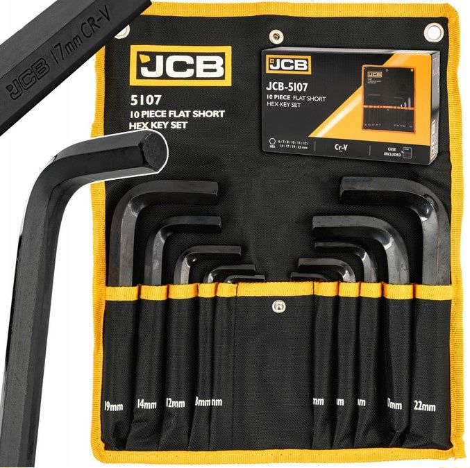 Zestaw  JCB klucze imbusowe wkrętaki imbusy krótkie crv płachta 10el 6-22mm  1szt.