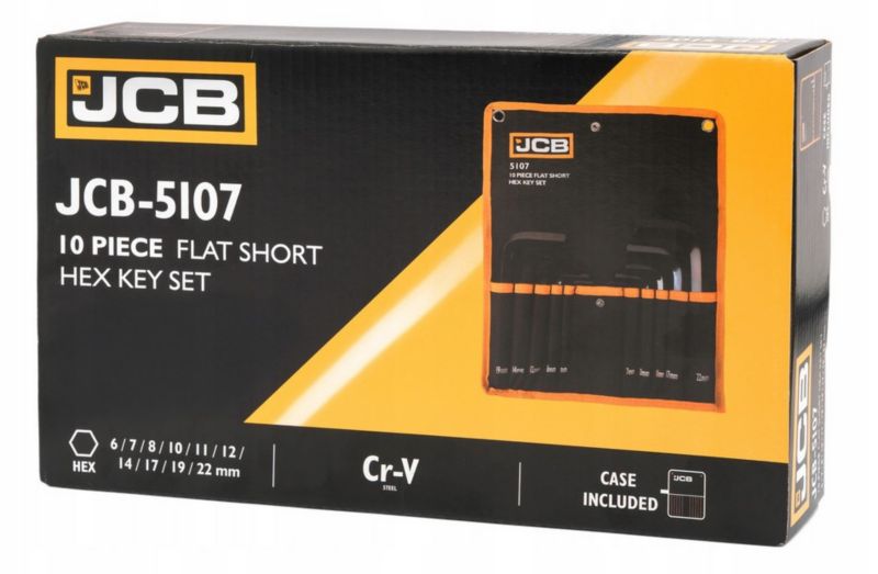 Zestaw  JCB klucze imbusowe wkrętaki imbusy krótkie crv płachta 10el 6-22mm  1szt.