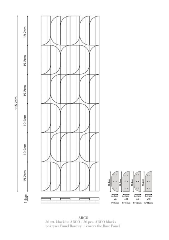 Zestaw klocków ARCO Clickform Murso by Cezar Biały RAL9003 Mat MDF 36 szt.