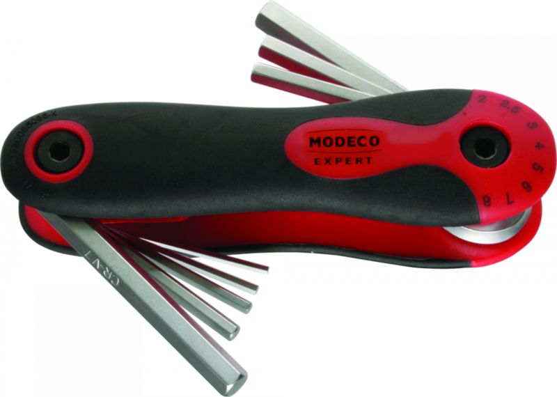 Zestaw kluczy imbusowych Modeco Expert HEX 2-8 mm scyzoryk - zawieszka plastikowa - 8 el.
