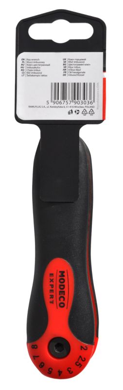 Zestaw kluczy imbusowych Modeco Expert HEX 2-8 mm scyzoryk - zawieszka plastikowa - 8 el.