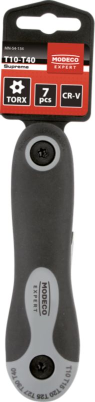 Zestaw kluczy imbusowych Modeco Expert TORX T10-T40 scyzoryk - zawieszka plastikowa - 8 el.