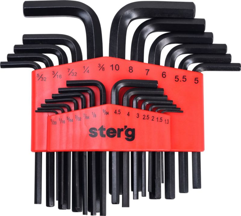 Zestaw kluczy imbusowych Ster'g, 25 szt., metryczne 1.3-10 mm i calowe 1/20-3/8", 1 szt.