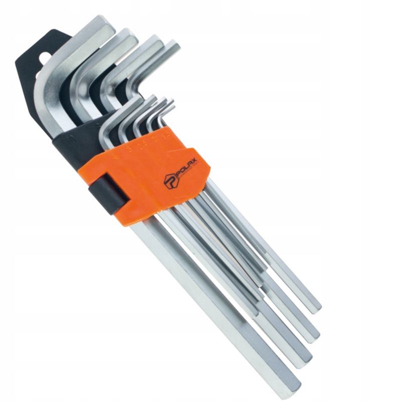 Zestaw kluczy imbusowych wydłużony 9szt. 1.5-10 mm CrV Polax 1 szt.