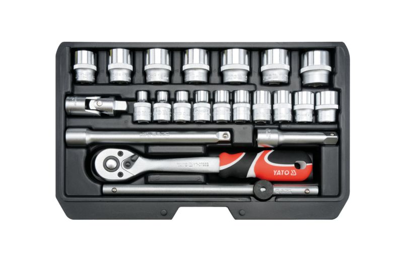 Zestaw kluczy nasadowych 3/8" YATO 22 elementy system AS-Drive nasadki 22 szt.