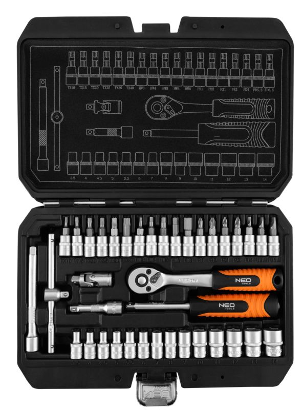 Zestaw kluczy nasadowych Neo Tools 1/4" 38 szt.