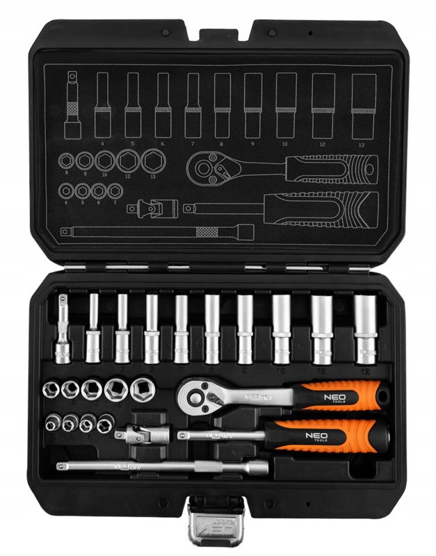 Zestaw kluczy Nasadowych NEO TOOLS grzechotka 1/4