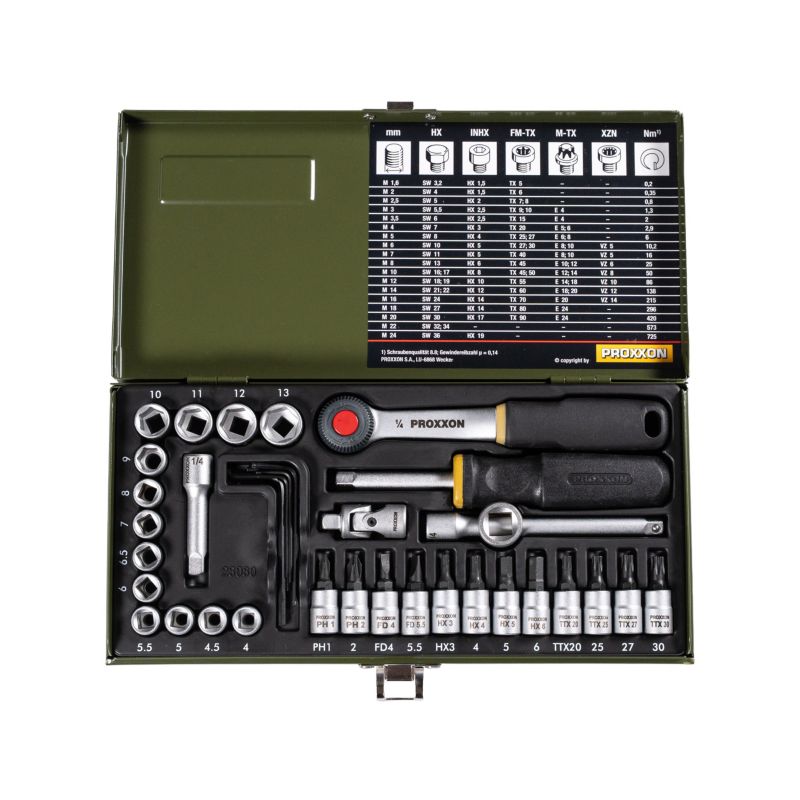 Zestaw kluczy nasadowych Proxxon 1/4'' 36 elementów