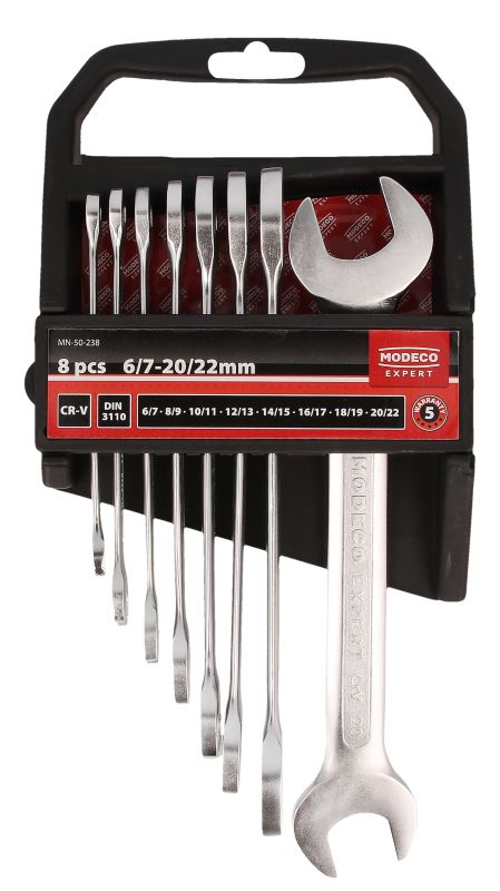 Zestaw kluczy płaskich Modeco Expert 6-22 mm Cr-V satin 8 el.  kpl.