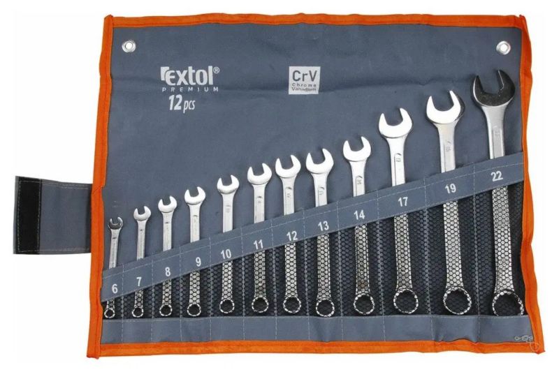 Zestaw kluczy płasko oczkowych Extol premium 6 22 mm z etui 12 szt