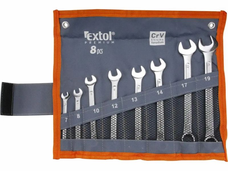 Zestaw kluczy płasko oczkowych Extol Premium od 7 do 19 mm w etui  8 szt