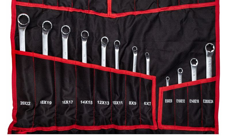 Zestaw kluczy płasko-oczkowych torx wygięte SILVER typ c półotwarte 47 sztuk płachta  1szt.