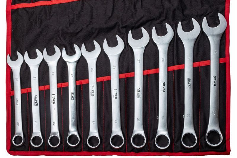 Zestaw kluczy płasko-oczkowych torx wygięte SILVER typ c półotwarte 47 sztuk płachta  1szt.