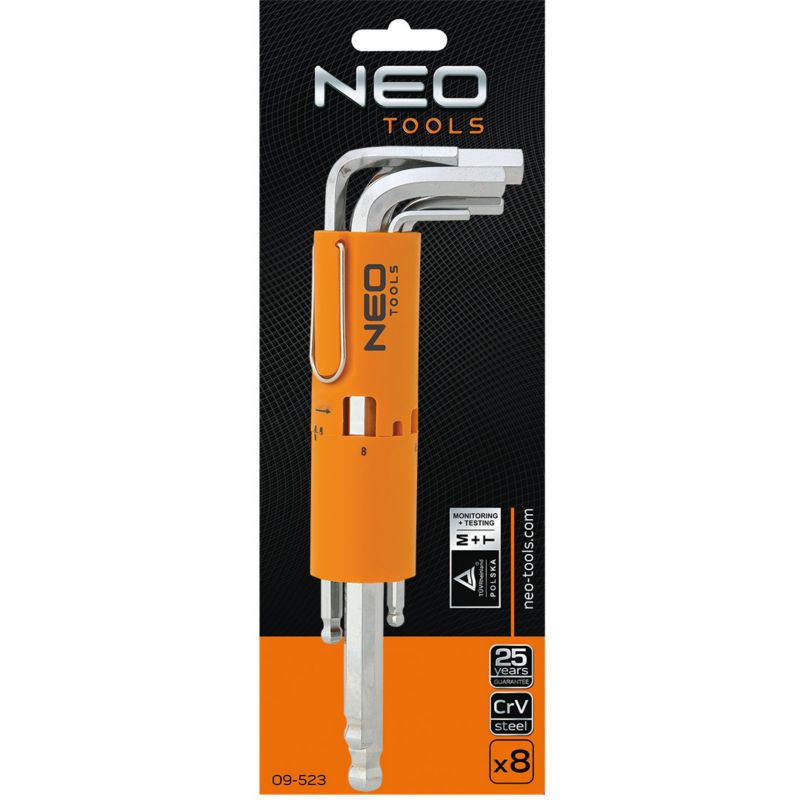 Zestaw kluczy sześciokątnych NEO TOOLS rozm. 2 do 10 mm srebrny 1 kpl.